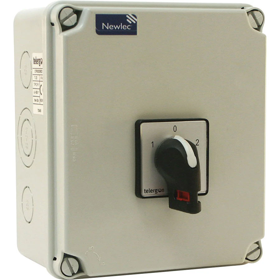 Newlec NLSWC0252E | Manual Changeover Switch SP+N 25A IP65 Moulded 